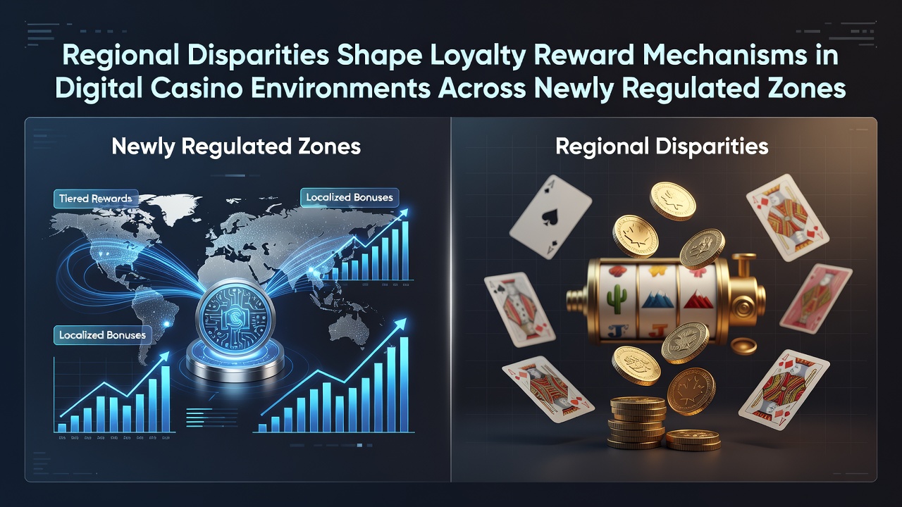 Digital casino interface displaying varied loyalty reward tiers across different regulatory regions