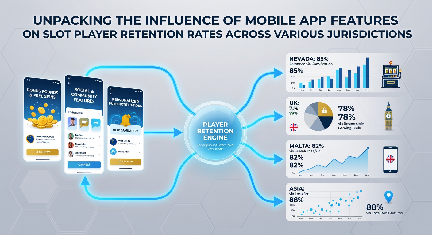 Analytics dashboard displaying slot retention rates by jurisdiction and app feature usage